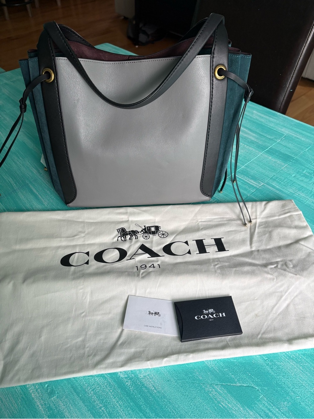 Coach Harmony Multi- Gray and Teal Leather